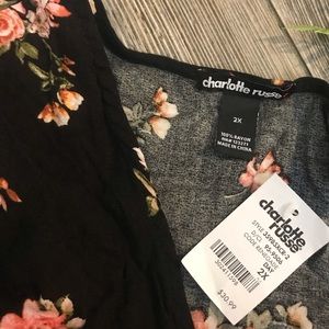 Charlotte Russe Dresses - charlotte russe // black pink floral wrap dress 2x Charlotte Russe Dresses - charlotte russe // black pink floral wrap dress 2x